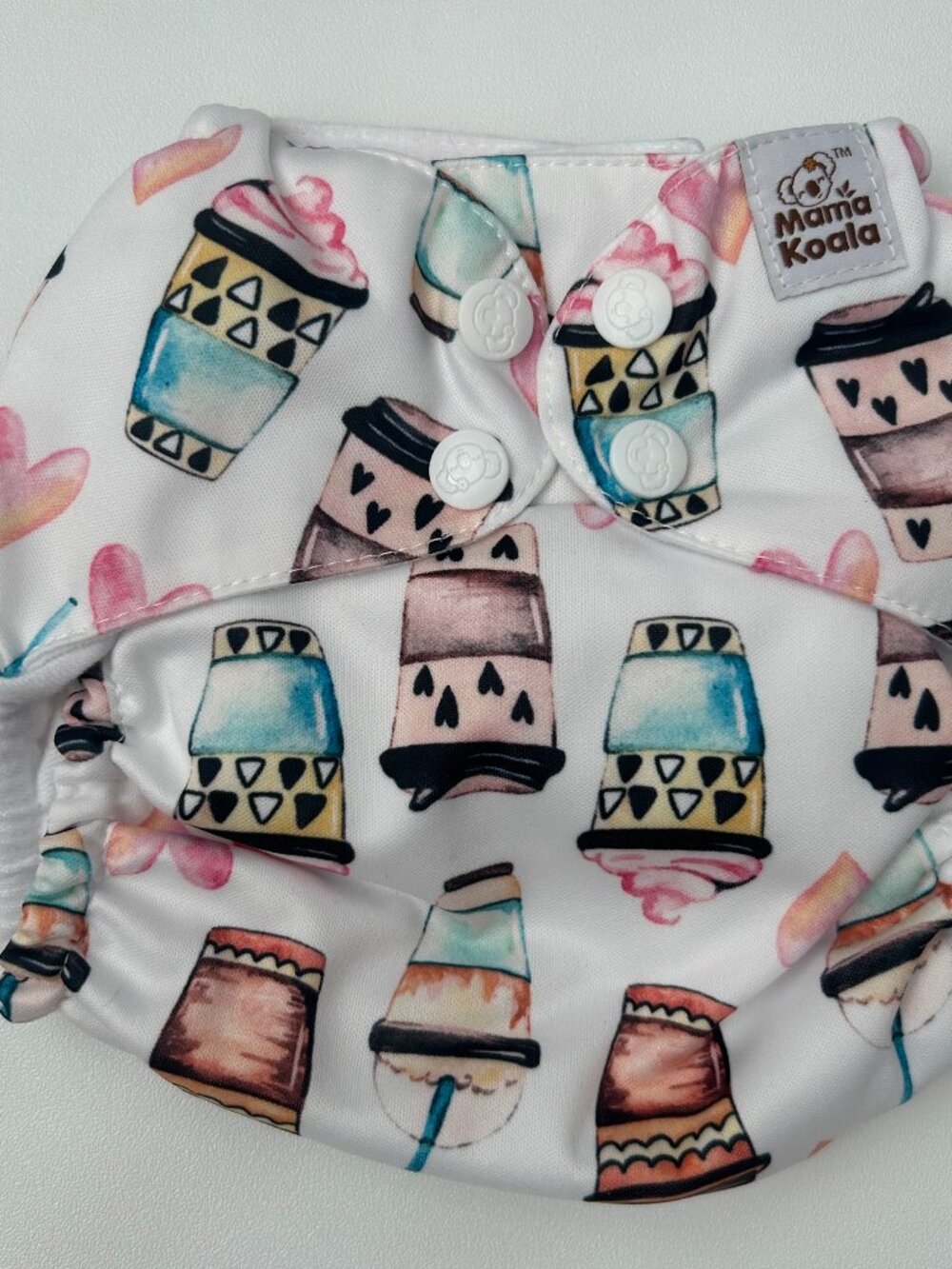 Mama Koala Coffee Lovers Print Pocket Cloth Diaper OS No Insert NEW